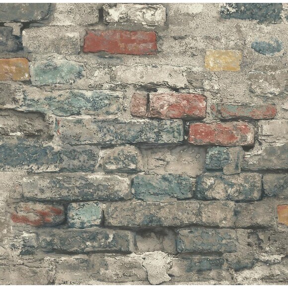 RoomMates Peel & Stick Wallpaper Weathered Brick Alley Multi Colored Vinyl Stone - Picture 2 of 8